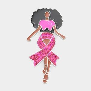 Pink Ribbon Brooch Silver Rhinestone Bow Cancer Pin Fashion Statement Accessory